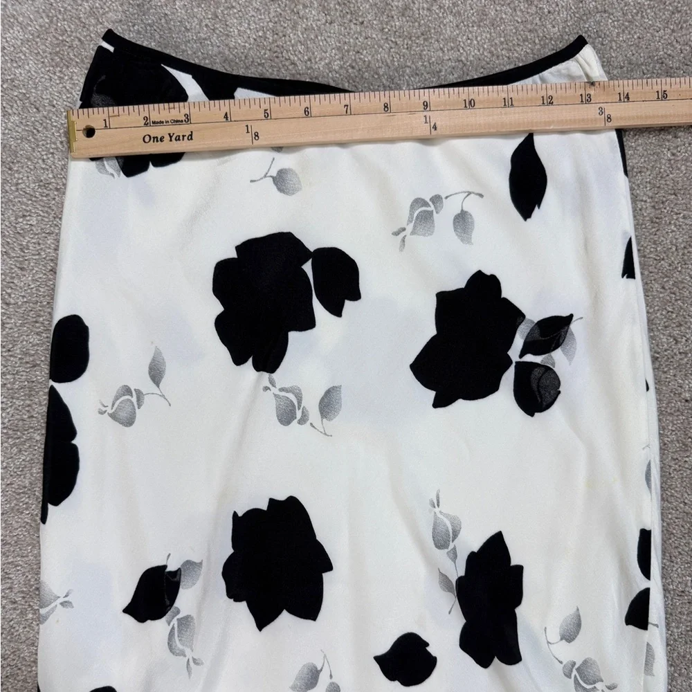 Vintage Arden B Black and White Floral A-Line Slip Skirt size 6 - Picture 9 of 10